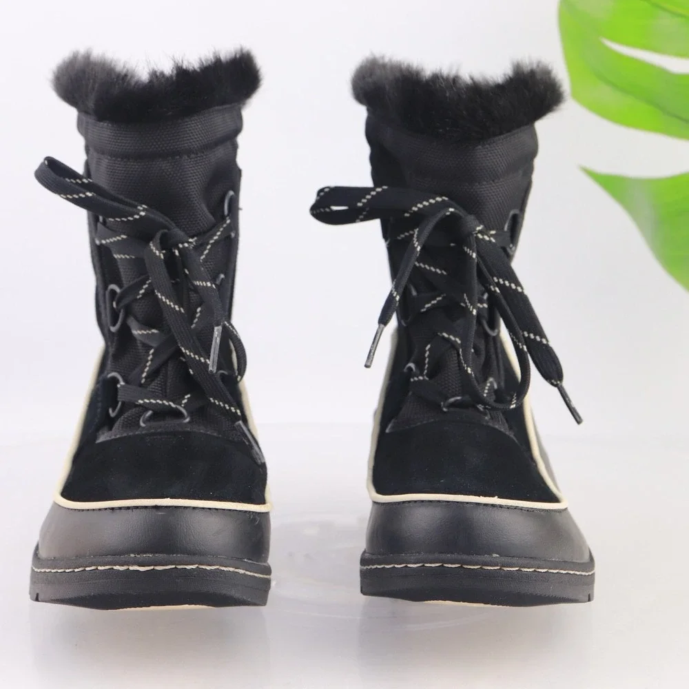 Sorel Womens Tivoli III Boot Size 8 Waterproof Black Suede Winter Bootie Lace Up